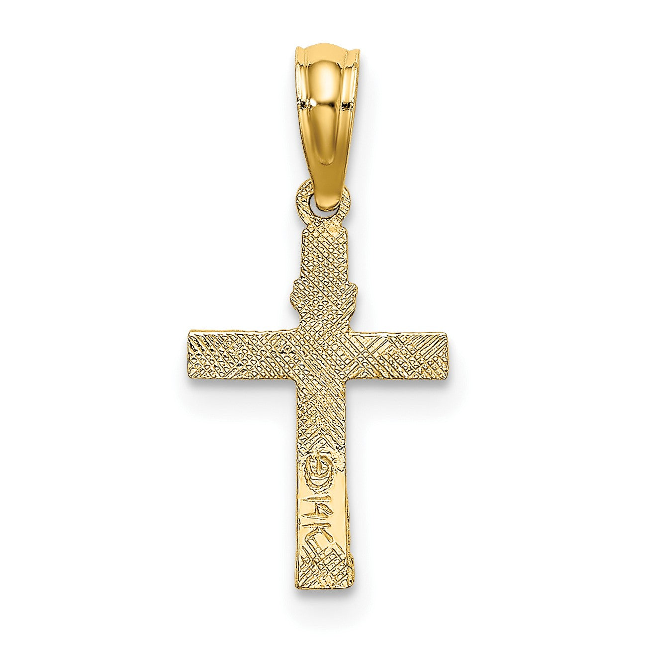 14K Textured Mini Cross with Heart Charm