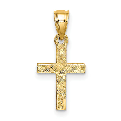 14K Diamond Shape Center Mini Cross Charm
