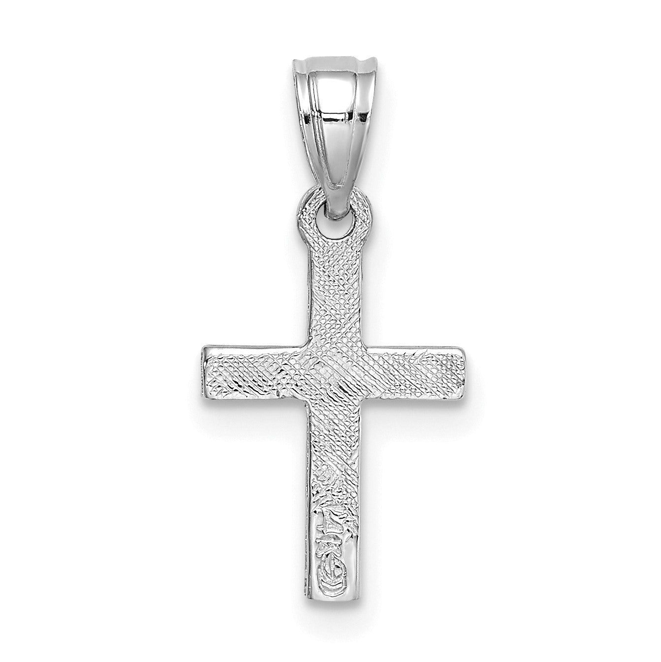 14K White Gold Diamond Shape Center Mini Cross Charm