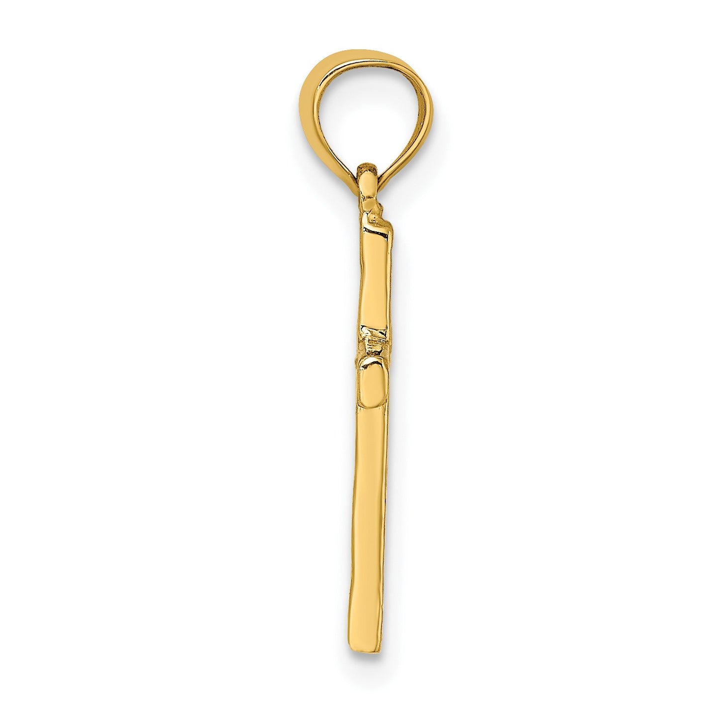 14K Polished and Textured Cross with Heart Center Charm