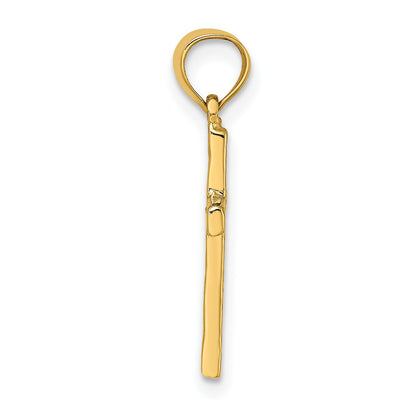 14K Polished and Textured Cross with Heart Center Charm