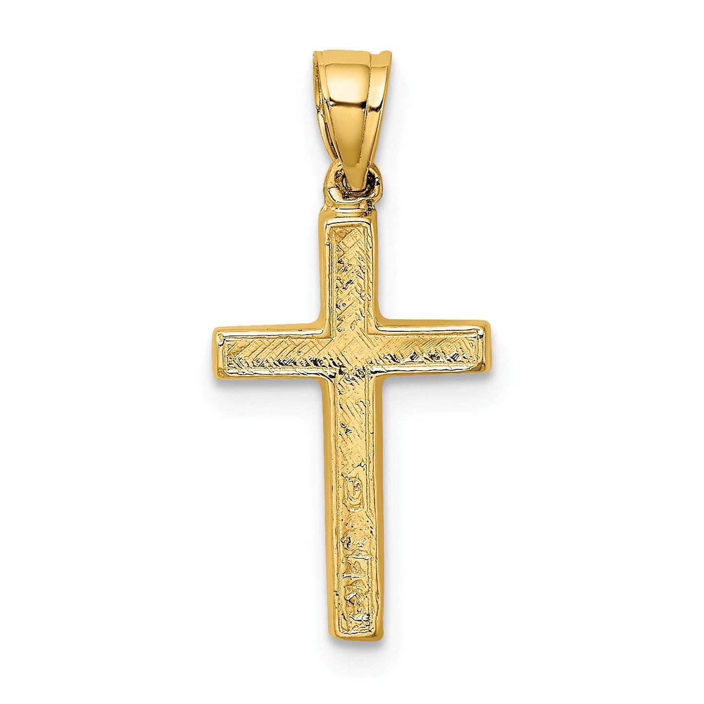 14K Polished and Textured Cross with Heart Center Charm