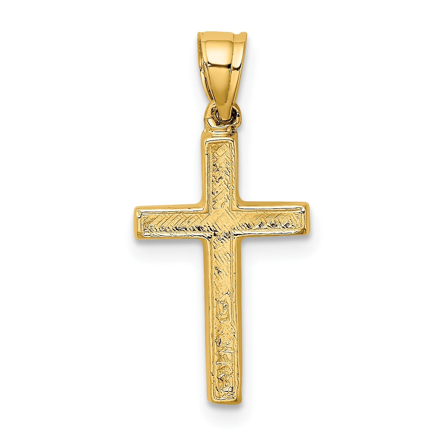 14K Polished and Textured Cross with Heart Center Charm