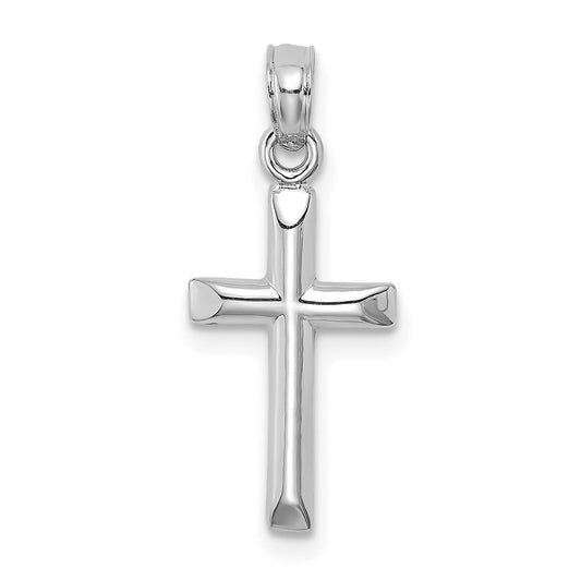 14K White Gold Polished Cross Charm