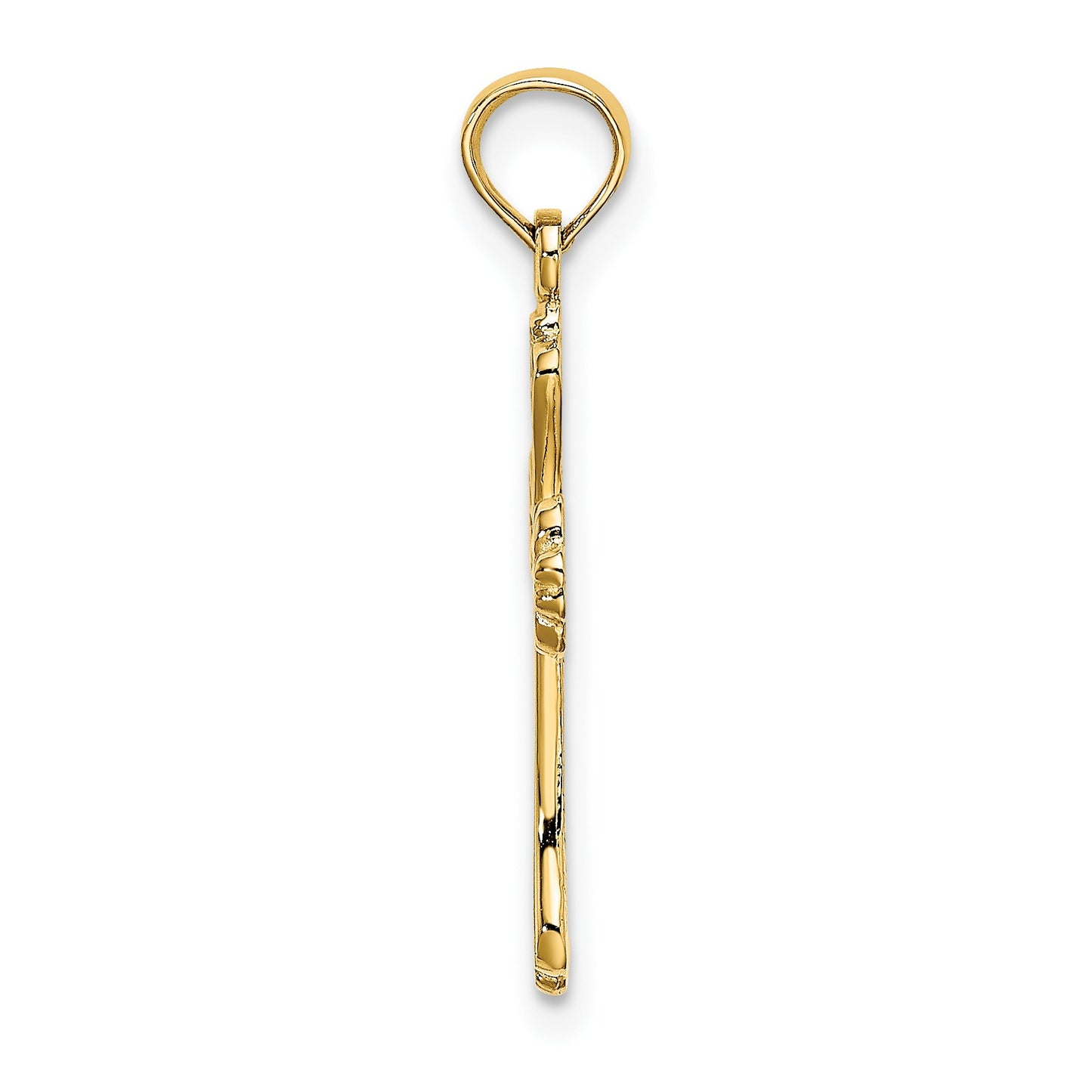 14K Polished Textured Cross Charm