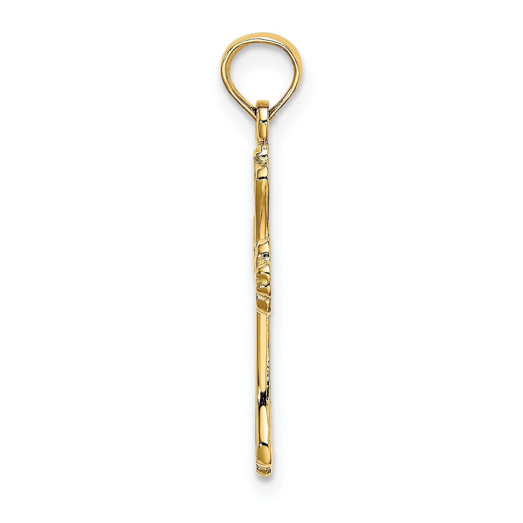14K Polished Textured Cross Charm