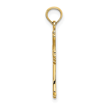 14K Polished Textured Cross Charm
