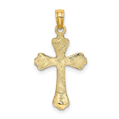 14K Polished Textured Cross Charm