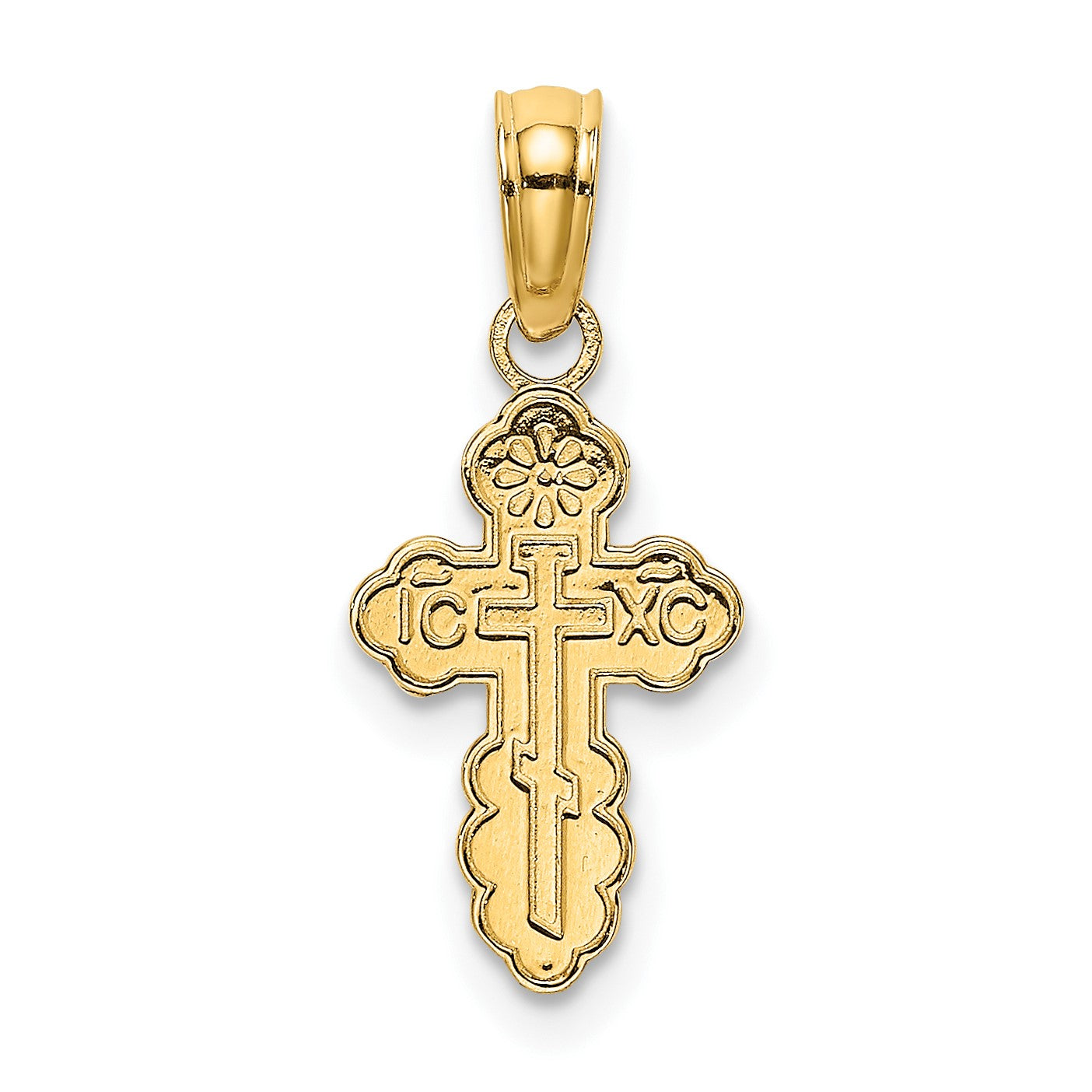 14K Mini Eastern Orthodox Cross Charm