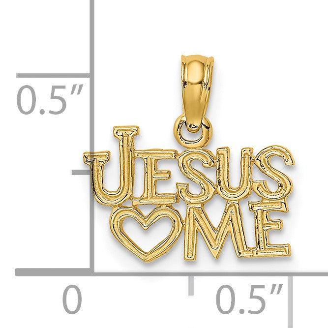 14K Polished and Textured JESUS HEART ME Charm