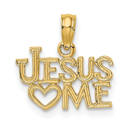 14K Polished and Textured JESUS HEART ME Charm