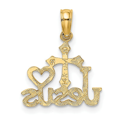 14K JESUS with Cross and Heart Charm