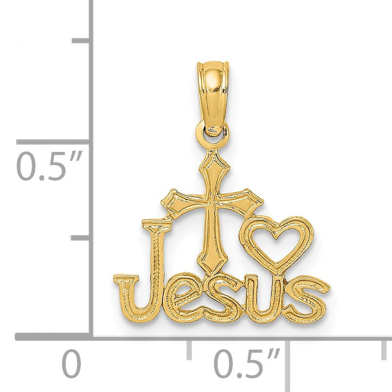 14K JESUS with Cross and Heart Charm
