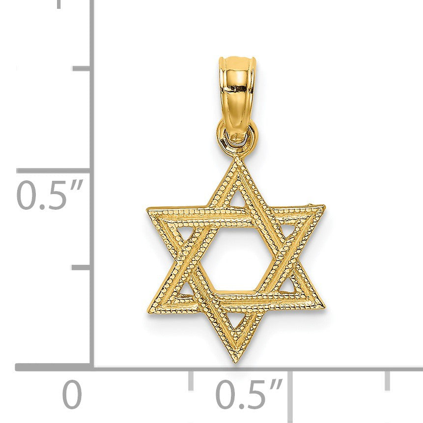 14K Textured Star Of David Charm