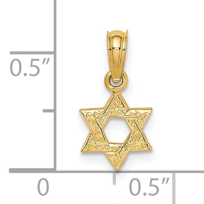 14K Textured Swirl Mini Star Of David Charm