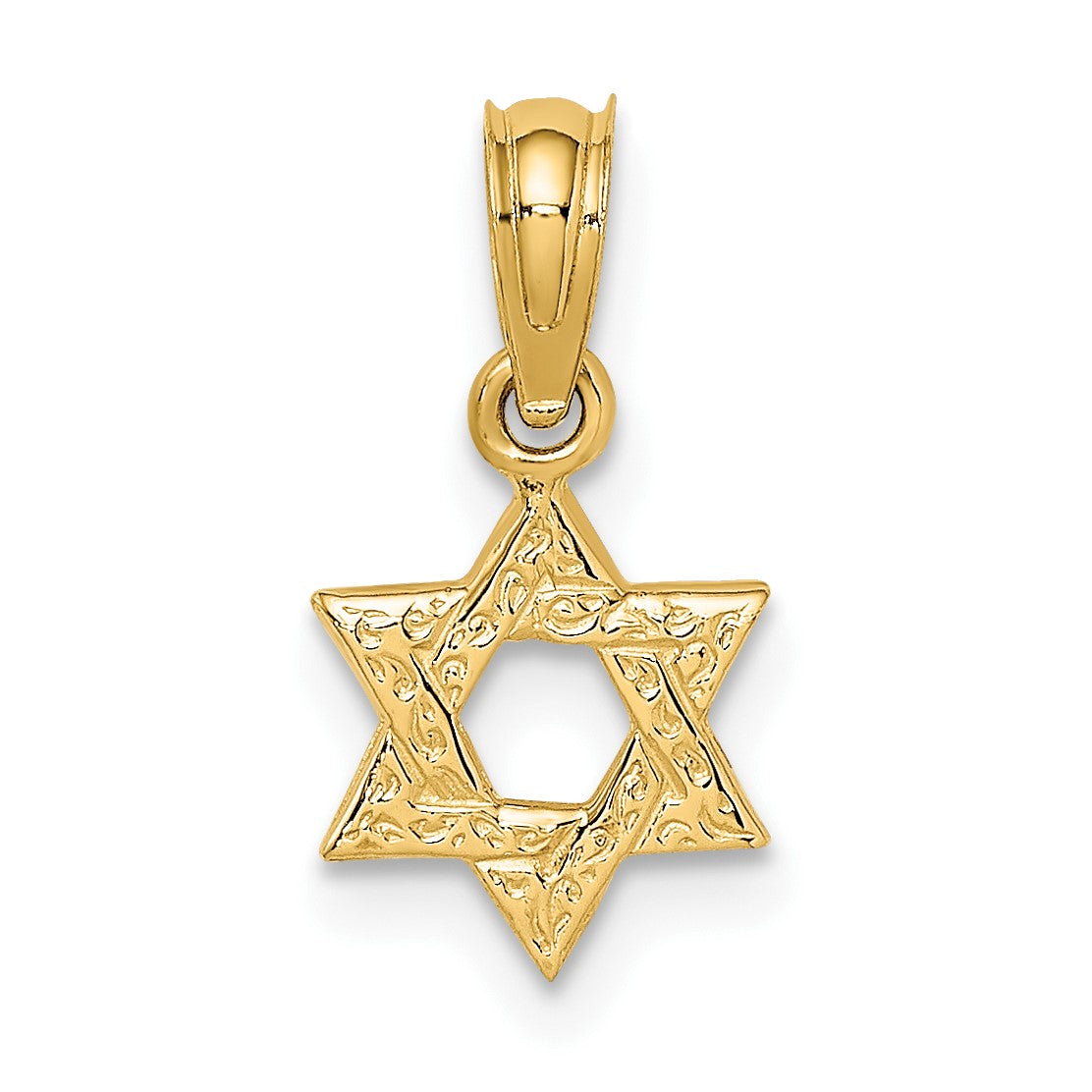 14K Textured Swirl Mini Star Of David Charm