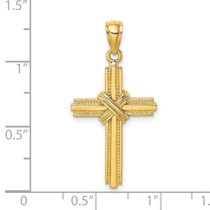 14K Beaded -X- Center Design Cross Charm