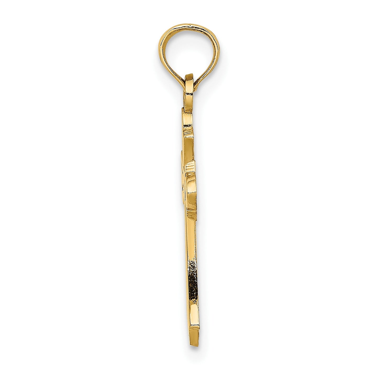 14K Polished Cross with Heart Charm