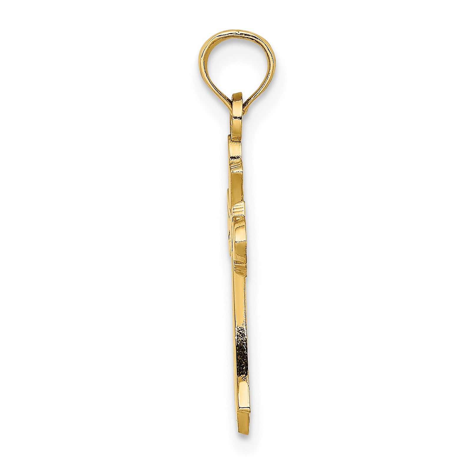 14K Polished Cross with Heart Charm
