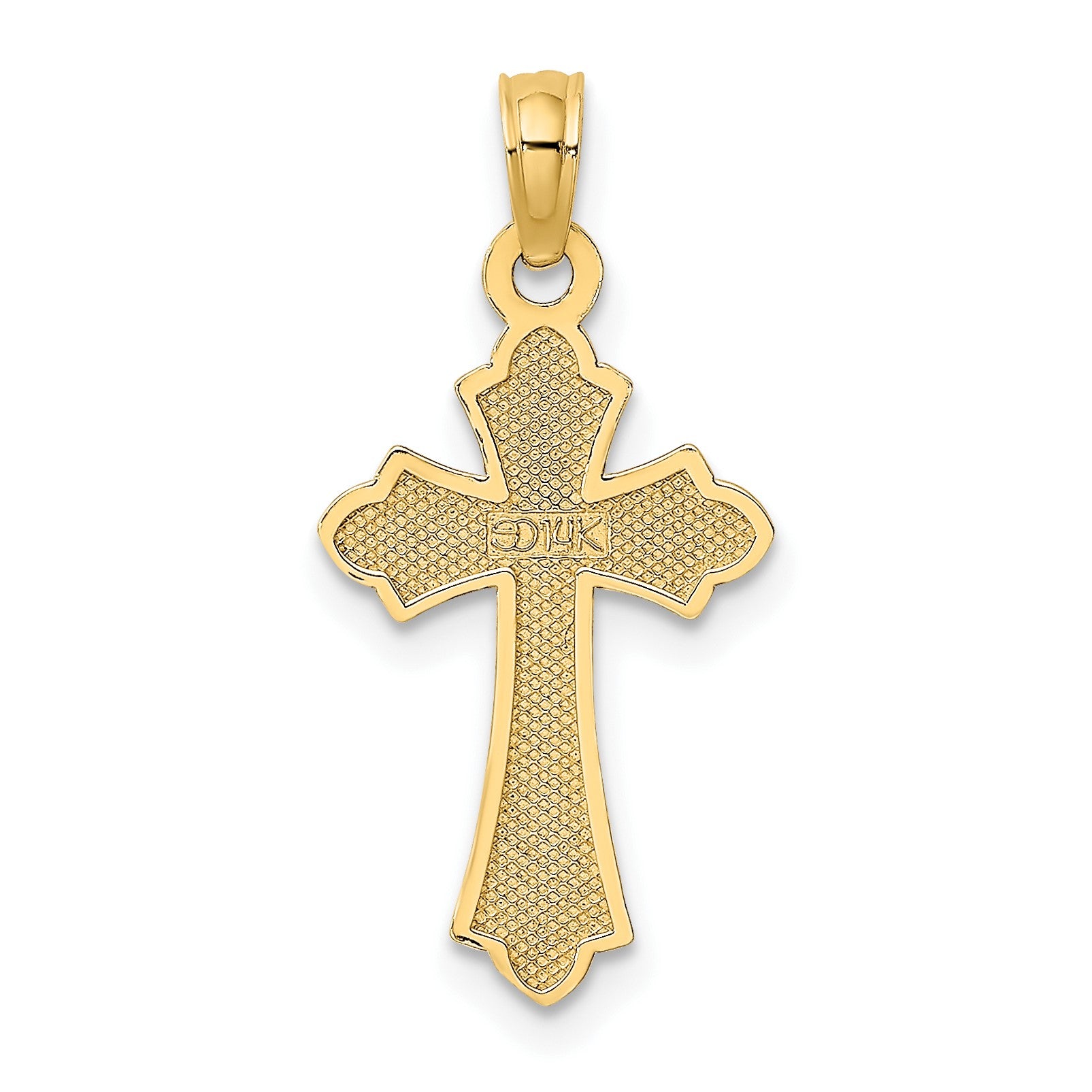 14K Polished Cross with Heart Charm