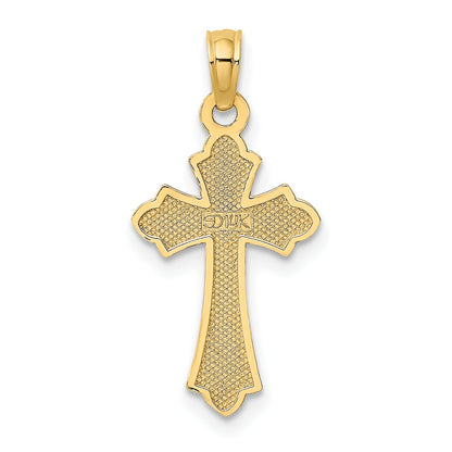 14K Polished Cross with Heart Charm