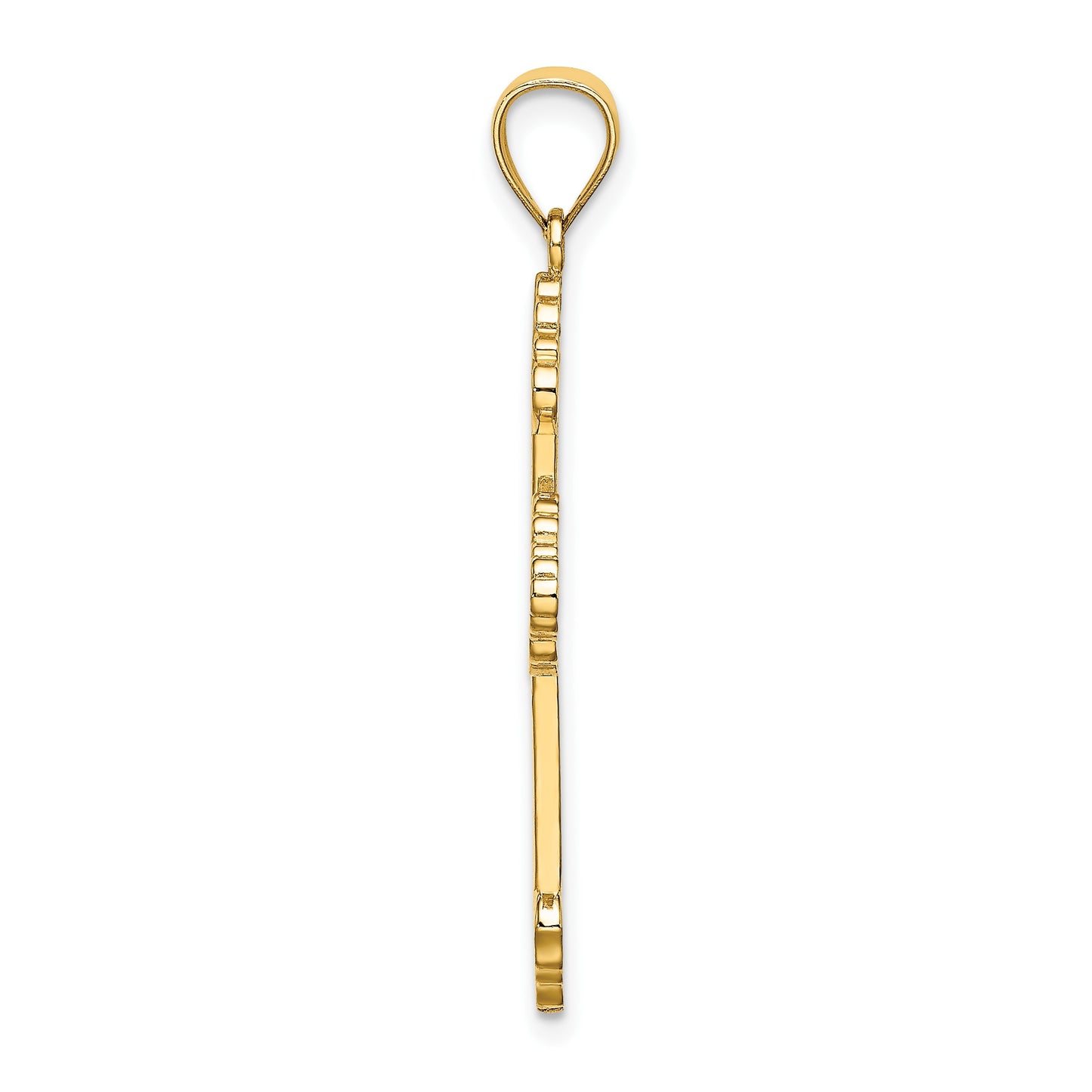 14K Flower Center Scroll Cross Charm