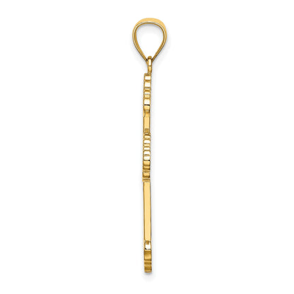 14K Flower Center Scroll Cross Charm