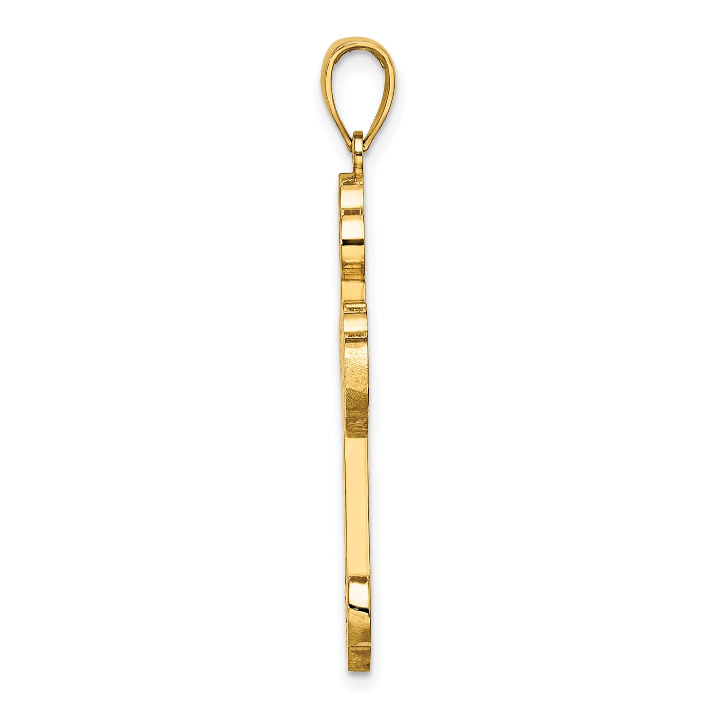 14K Scroll Cross with Sunburst Center Charm