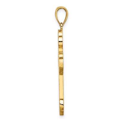 14K Scroll Cross with Sunburst Center Charm