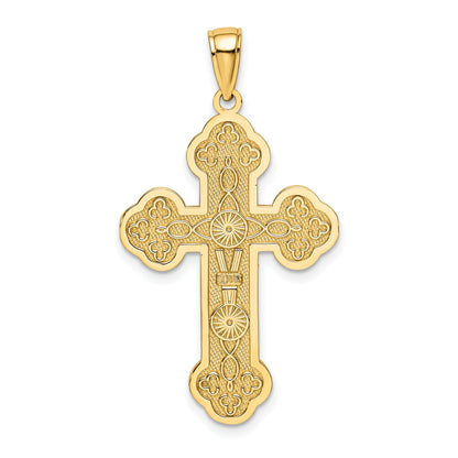 14K Scroll Cross with Sunburst Center Charm