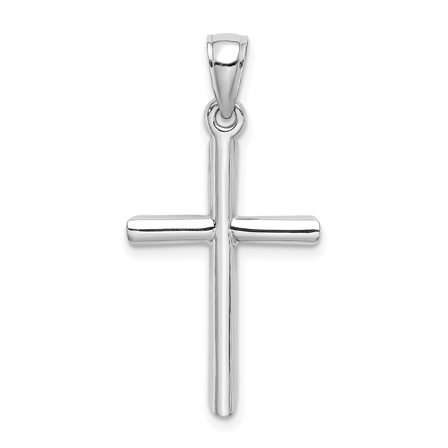 14K White Gold Polished Cylinder Cross Charm