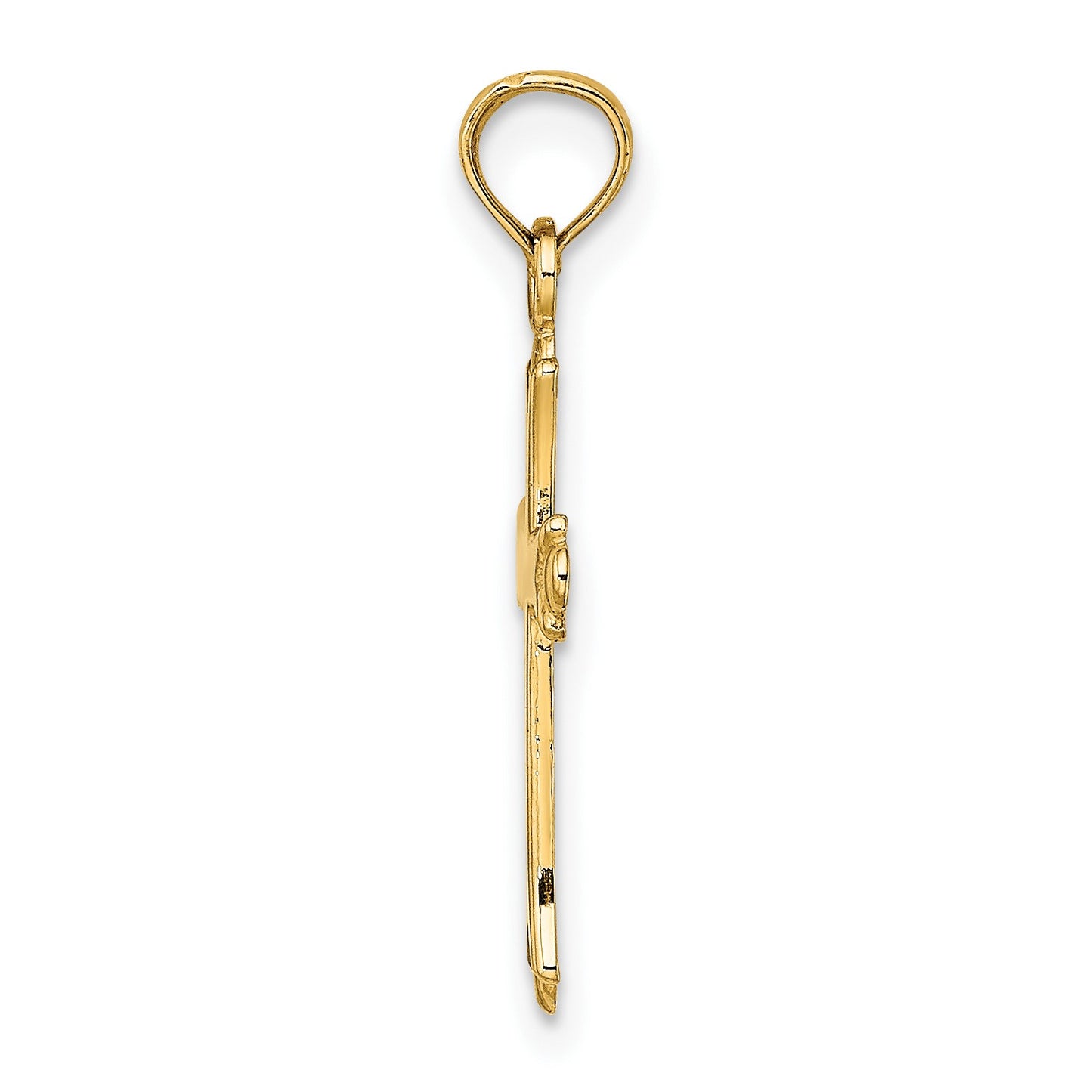 14K 2-D  Polished Cross Charm