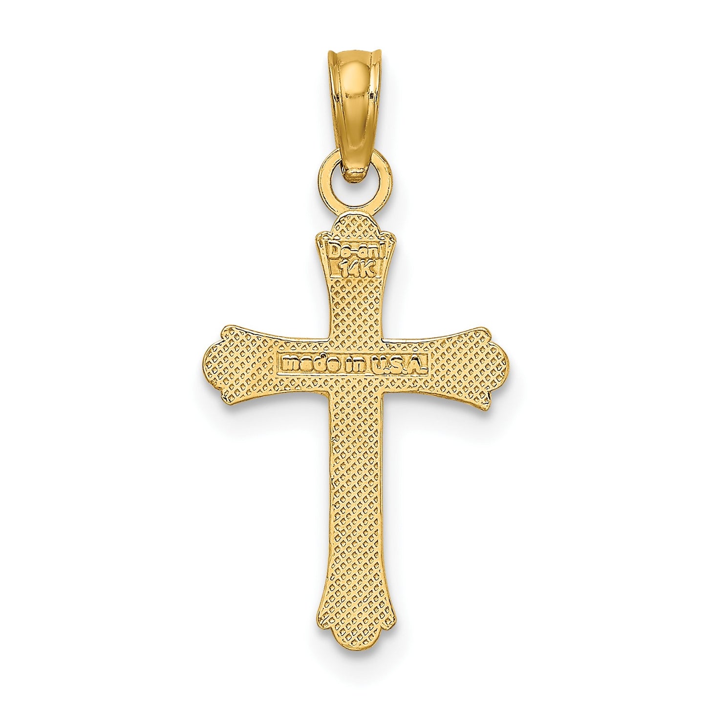 14K 2-D  Polished Cross Charm