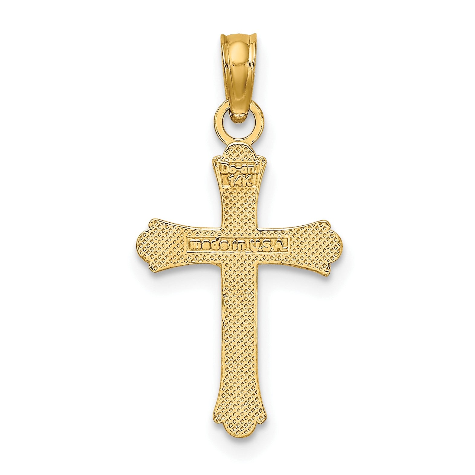 14K 2-D  Polished Cross Charm