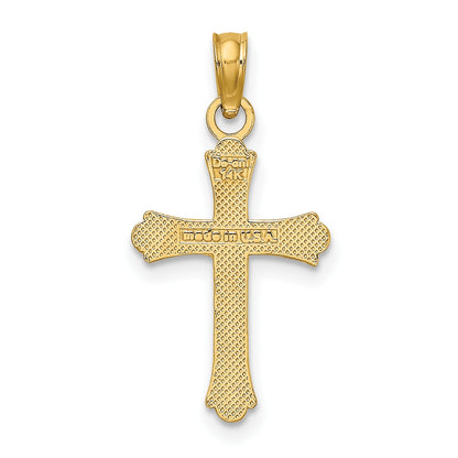 14K 2-D  Polished Cross Charm