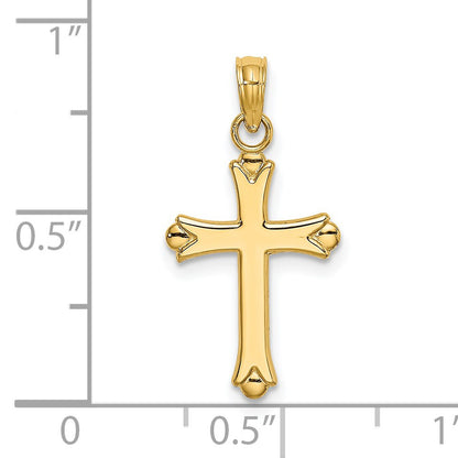 14K 2-D  Polished Cross Charm