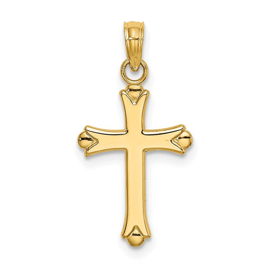 14K 2-D  Polished Cross Charm