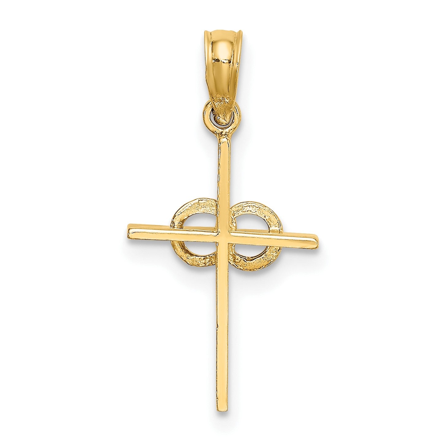 14K Polished Infinity Circles Cross Charm