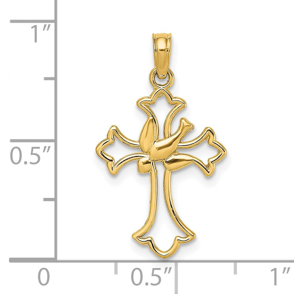 14K Cut-Out Dove Center Cross Charm