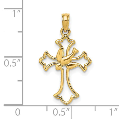 14K Cut-Out Dove Center Cross Charm