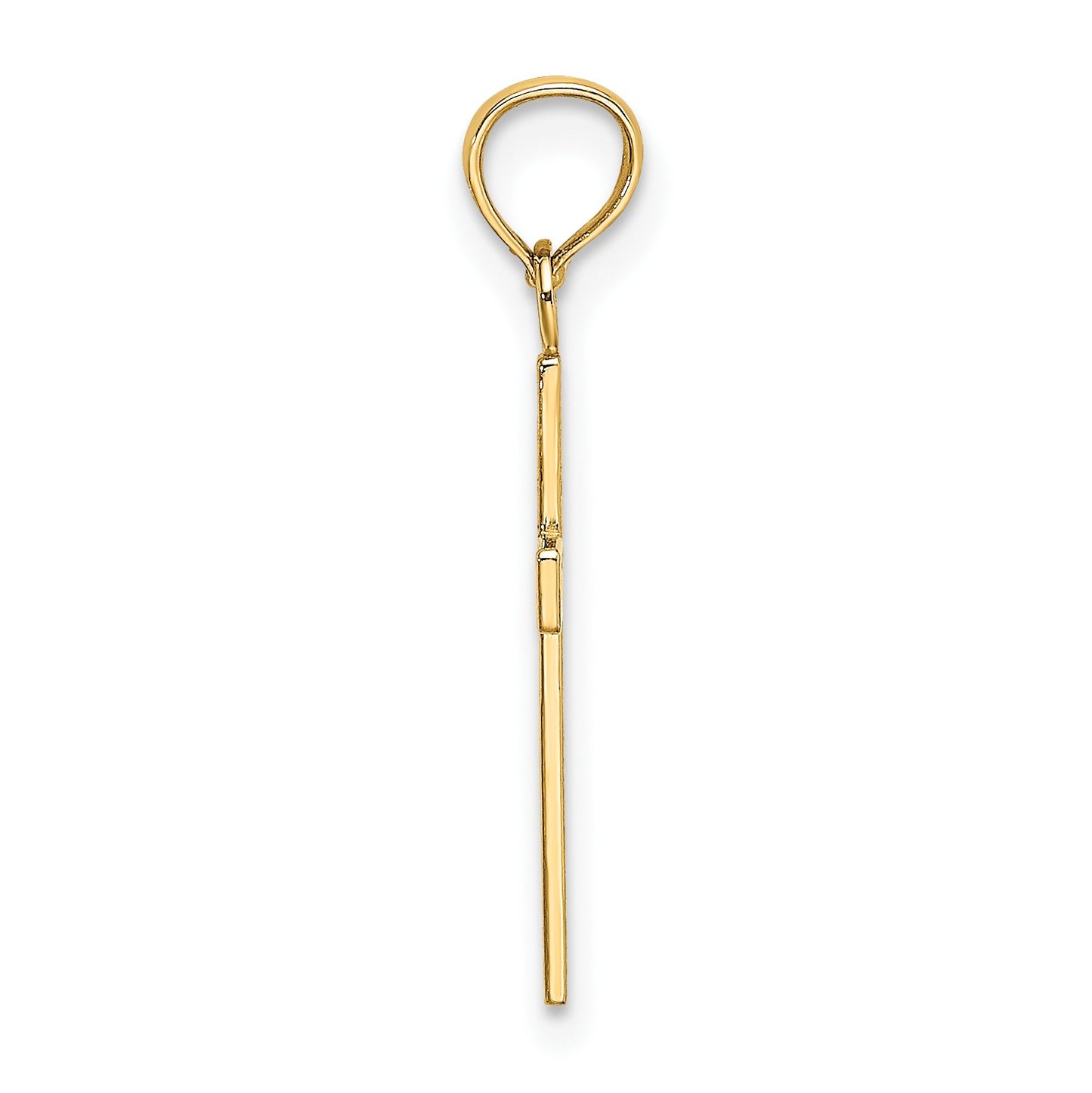 14K Textured Center Block Cross Charm