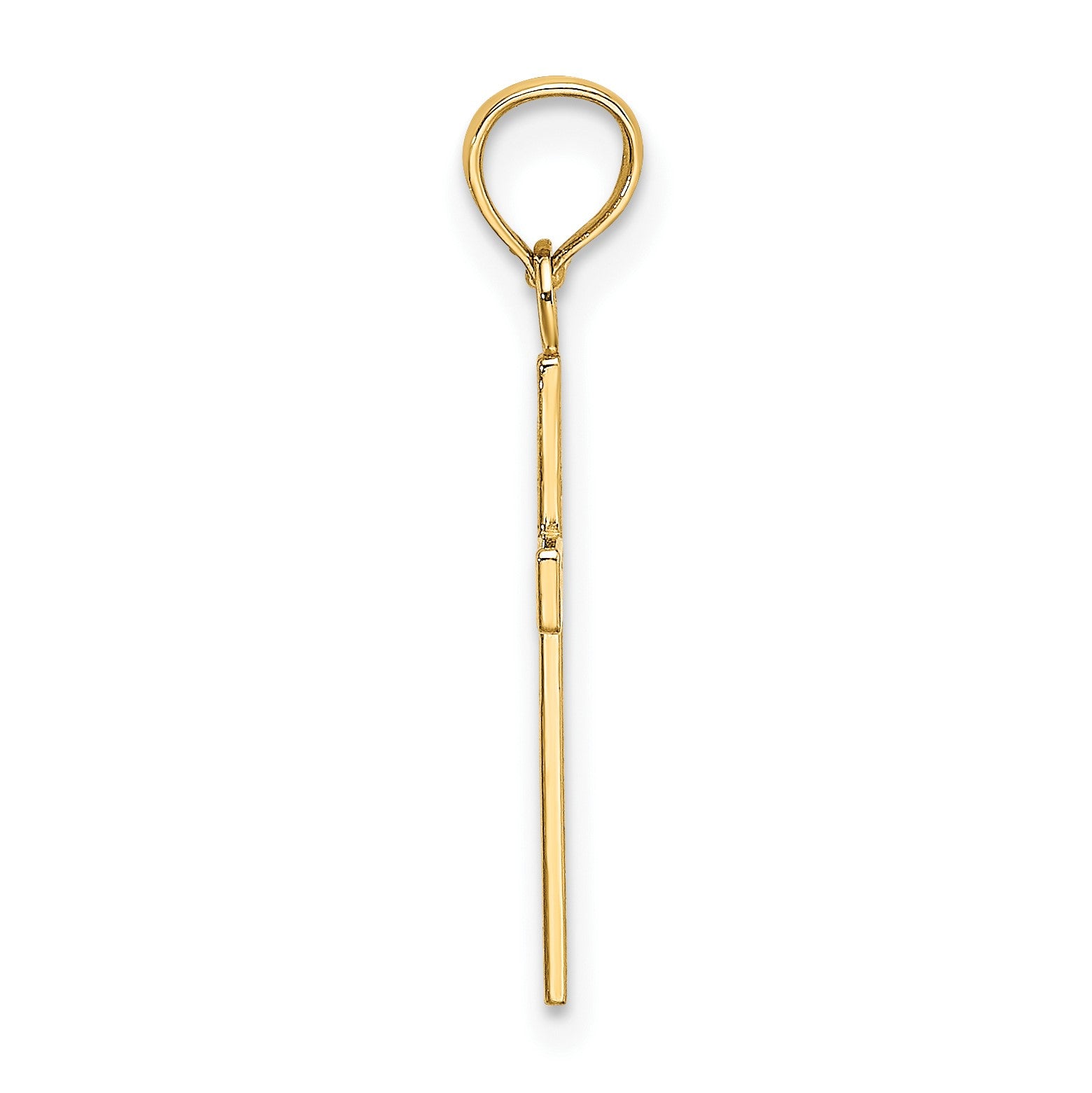 14K Textured Center Block Cross Charm