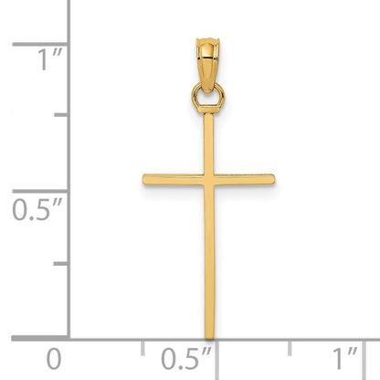 14K 3-D and Polished Stick Cross Charm
