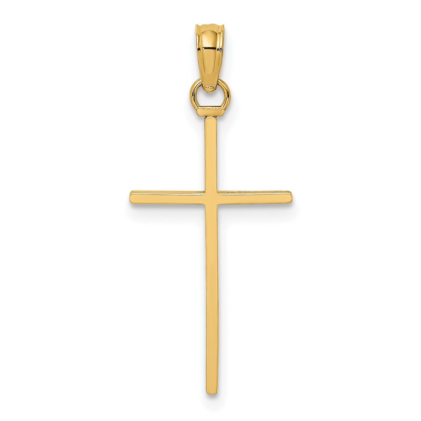 14K 3-D and Polished Stick Cross Charm