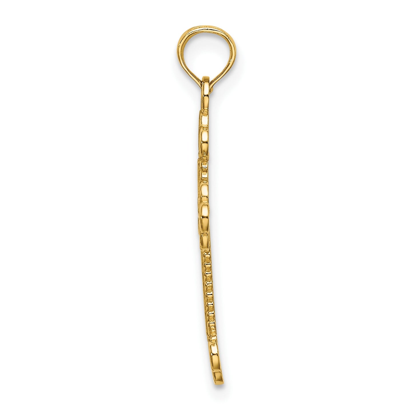 14K Textured and Cut-Out with Rope Frame Block Cross Charm