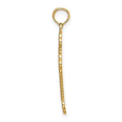 14K Textured and Cut-Out with Rope Frame Block Cross Charm