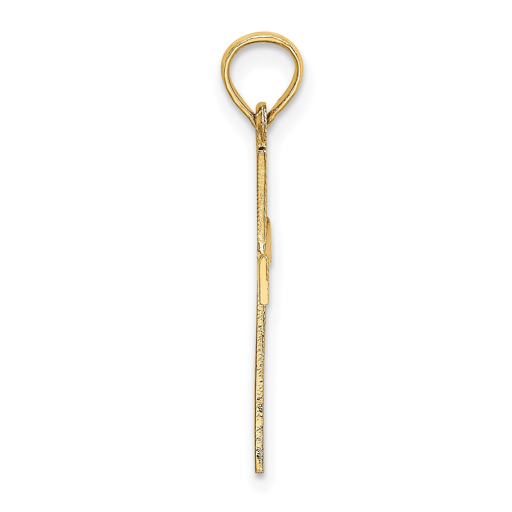 14K Textured Cross with Flared Tips Charm