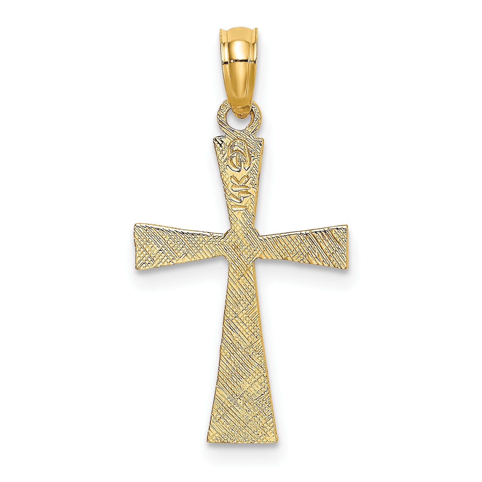 14K Textured Cross with Flared Tips Charm