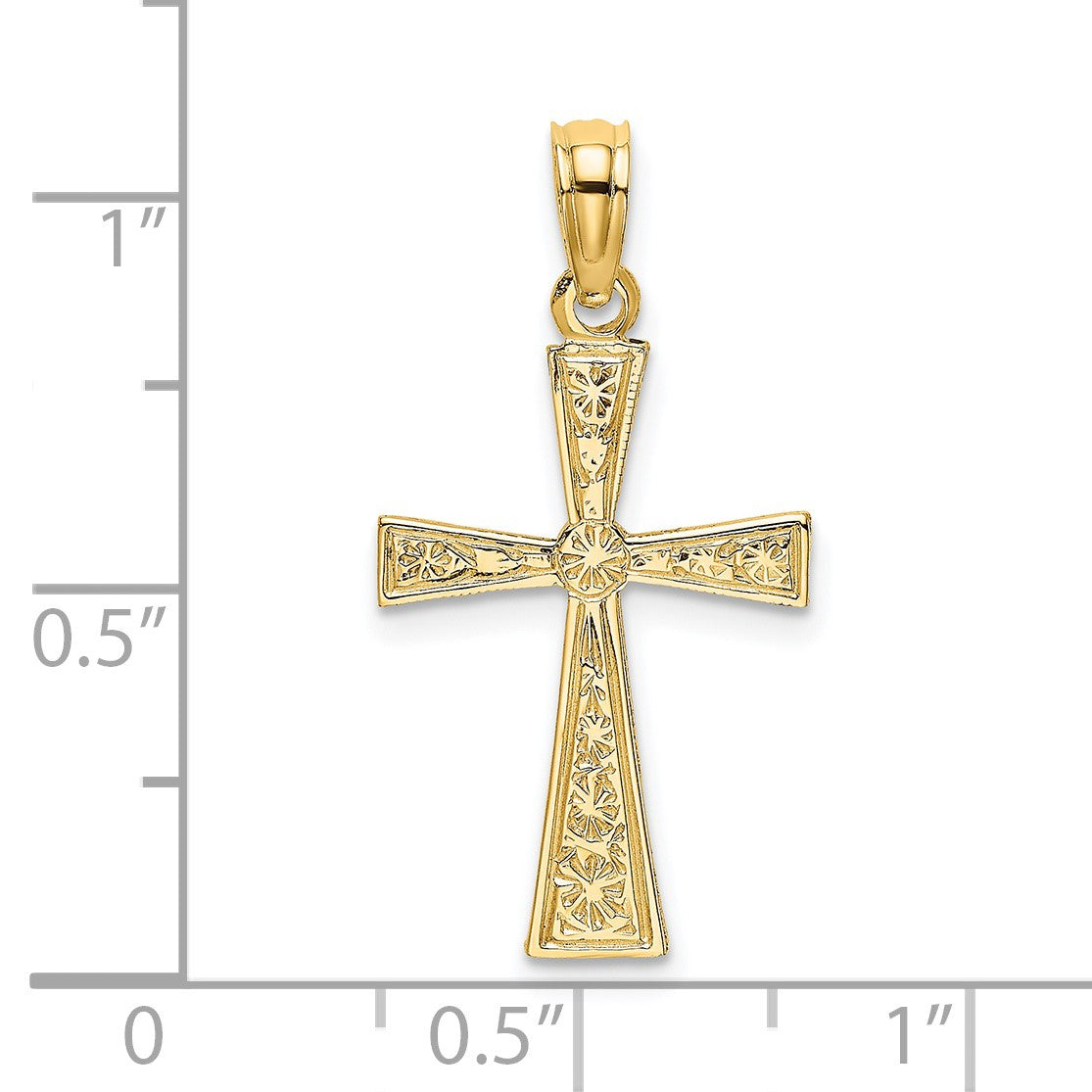 14K Textured Cross with Flared Tips Charm
