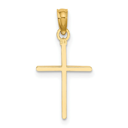 14K Diamond-cut and Polished Cross Charm